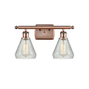 Conesus Bath Vanity Light shown in the Antique Copper finish with a Clear Crackle shade
