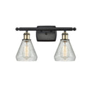 Conesus Bath Vanity Light shown in the Black Antique Brass finish with a Clear Crackle shade