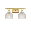 Dayton Bath Vanity Light shown in the Satin Gold finish with a Clear shade