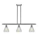 Conesus Island Light shown in the Brushed Satin Nickel finish with a Clear Crackle shade