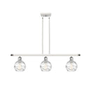 Deco Swirl Island Light shown in the White and Polished Chrome finish with a Clear shade