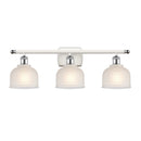 Dayton Bath Vanity Light shown in the White and Polished Chrome finish with a White shade