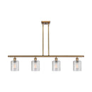 Cobbleskill Island Light shown in the Brushed Brass finish with a Clear shade