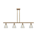 Conesus Island Light shown in the Brushed Brass finish with a Clear Crackle shade
