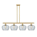 Fenton Island Light shown in the Satin Gold finish with a Clear shade