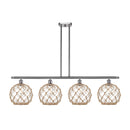 Farmhouse Rope Island Light shown in the Brushed Satin Nickel finish with a Clear Glass with Brown Rope shade