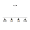 Athens Island Light shown in the Brushed Satin Nickel finish with a Clear shade