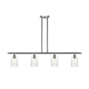 Hadley Island Light shown in the Brushed Satin Nickel finish with a Clear shade