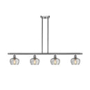 Fenton Island Light shown in the Brushed Satin Nickel finish with a Clear shade
