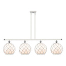 Farmhouse Rope Island Light shown in the White and Polished Chrome finish with a White Glass with White Rope shade