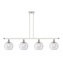 Athens Island Light shown in the White and Polished Chrome finish with a Seedy shade