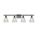 Conesus Bath Vanity Light shown in the Oil Rubbed Bronze finish with a Clear Crackle shade