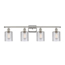 Cobbleskill Bath Vanity Light shown in the Polished Nickel finish with a Clear shade