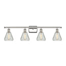 Conesus Bath Vanity Light shown in the Polished Nickel finish with a Clear Crackle shade