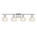 Dayton Bath Vanity Light shown in the Polished Nickel finish with a White shade