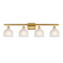 Dayton Bath Vanity Light shown in the Satin Gold finish with a White shade