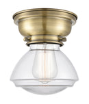 Olean Flush Mount shown in the Antique Brass finish with a Clear shade