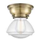 Olean Flush Mount shown in the Antique Brass finish with a Seedy shade