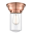 Dover Flush Mount shown in the Antique Copper finish with a Clear shade