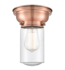 Dover Flush Mount shown in the Antique Copper finish with a Seedy shade