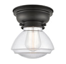 Olean Flush Mount shown in the Matte Black finish with a Clear shade