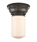 Dover Flush Mount shown in the Oil Rubbed Bronze finish with a Matte White shade