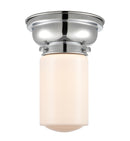 Dover Flush Mount shown in the Polished Chrome finish with a Matte White shade