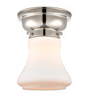 Bellmont Flush Mount shown in the Polished Nickel finish with a Matte White shade