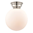 Beacon Flush Mount shown in the Polished Nickel finish with a Matte White shade