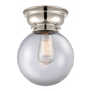 Beacon Flush Mount shown in the Polished Nickel finish with a Clear shade