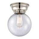 Beacon Flush Mount shown in the Polished Nickel finish with a Seedy shade