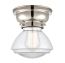 Olean Flush Mount shown in the Polished Nickel finish with a Clear shade