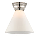 Cone Flush Mount shown in the Polished Nickel finish with a Matte White shade
