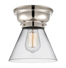 Cone Flush Mount shown in the Polished Nickel finish with a Clear shade