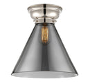 Cone Flush Mount shown in the Polished Nickel finish with a Plated Smoke shade