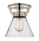 Cone Flush Mount shown in the Polished Nickel finish with a Seedy shade