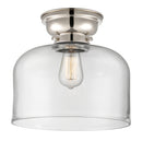 Bell Flush Mount shown in the Polished Nickel finish with a Clear shade