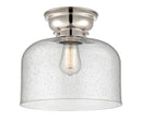 Bell Flush Mount shown in the Polished Nickel finish with a Seedy shade