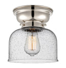 Bell Flush Mount shown in the Polished Nickel finish with a Seedy shade