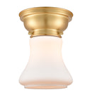 Bellmont Flush Mount shown in the Satin Gold finish with a Matte White shade