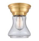 Bellmont Flush Mount shown in the Satin Gold finish with a Seedy shade