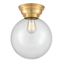 Beacon Flush Mount shown in the Satin Gold finish with a Clear shade