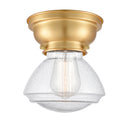 Olean Flush Mount shown in the Satin Gold finish with a Seedy shade
