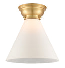 Cone Flush Mount shown in the Satin Gold finish with a Matte White shade