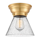 Cone Flush Mount shown in the Satin Gold finish with a Seedy shade