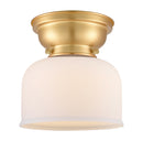 Bell Flush Mount shown in the Satin Gold finish with a Matte White shade