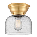 Bell Flush Mount shown in the Satin Gold finish with a Seedy shade