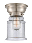 Canton Flush Mount shown in the Brushed Satin Nickel finish with a Seedy shade
