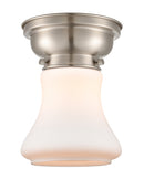 Bellmont Flush Mount shown in the Brushed Satin Nickel finish with a Matte White shade