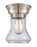 Bellmont Flush Mount shown in the Brushed Satin Nickel finish with a Clear shade